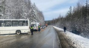 Три человека пострадали: иномарка влетела в пассажирский автобус на трассе под Нижним Тагилом